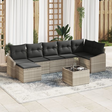 Conjunto de Sofá de Jardín de 8 Piezas con Cojines Gris Ratán Polietileno de , Sofás de exterior - Ref: Foro24-3346822, Preci...