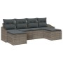 Conjunto de Sofá de Jardín de 6 Piezas con Cojines Gris Poliéster de Ratán de , Sofás de exterior - Ref: Foro24-3346829, Prec...