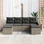 Conjunto de Sofá de Jardín de 6 Piezas con Cojines Gris Poliéster de Ratán de , Sofás de exterior - Ref: Foro24-3346829, Prec...