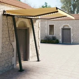 Toldo manual retráctil con LED amarillo y blanco 3,5x2,5 m de vidaXL, Toldos - Ref: Foro24-3070123, Precio: 514,44 €, Descuen...