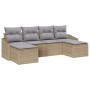 Conjunto de Sofá de Jardín de 6 Piezas con Cojines Beige de Poliratán de , Sofás de exterior - Ref: Foro24-3346830, Precio: 3...