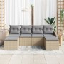 Conjunto de Sofá de Jardín de 6 Piezas con Cojines Beige de Poliratán de , Sofás de exterior - Ref: Foro24-3346830, Precio: 3...