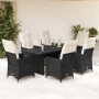 Set de comedor de jardín 7 pzas y cojines ratán sintético negro en Conjuntos de jardín | Comprar online en Foru.es