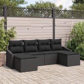 Conjunto de Sofá de Jardín Set de 6 Negro Poliratán de , Sofás de exterior - Ref: Foro24-3346833, Precio: 351,47 €, Descuento: %