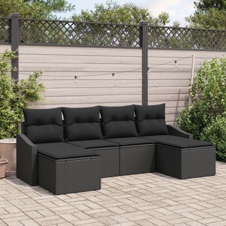 Conjunto de Sofá de Jardín Set de 6 Negro Poliratán de , Sofás de exterior - Ref: Foro24-3346833, Precio: 351,47 €, Descuento: %