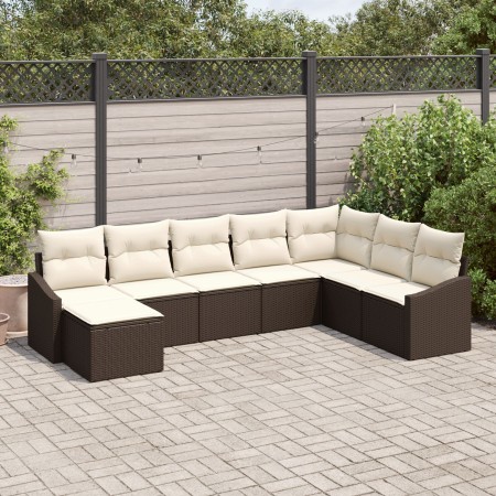 Conjunto de Sofá de Jardín de 8 Piezas con Cojines Marrón Ratán Sintético de , Sofás de exterior - Ref: Foro24-3346838, Preci...