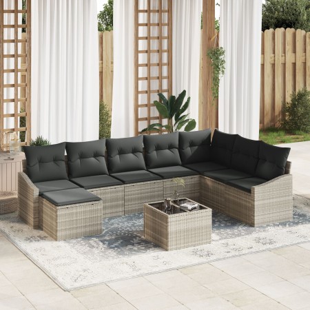 Conjunto de Sofás de Jardín de 9 Piezas con Cojines Gris Ratán Sintético de , Sofás de exterior - Ref: Foro24-3346852, Precio...