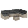Conjunto de Sofás de Jardín de 9 Piezas con Cojines Gris Ratán Sintético de , Sofás de exterior - Ref: Foro24-3346852, Precio...
