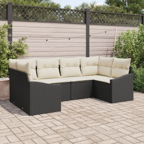 Juego de sofá de 6 piezas con cojines negros de poliratán de , Sofás de exterior - Ref: Foro24-3346857, Precio: 387,03 €, Des...