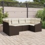 Set de Sofá de Jardín de 6 Piezas con Cojines Marrón Poliratán de , Sofás de exterior - Ref: Foro24-3346858, Precio: 404,90 €...