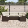 Set de Sofá de Jardín de 6 Piezas con Cojines Marrón Poliratán de , Sofás de exterior - Ref: Foro24-3346858, Precio: 404,90 €...