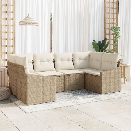 Conjunto de Sofás de Jardín de 6 Piezas con Cojines Beige de Ratán Polivalente de , Sofás de exterior - Ref: Foro24-3346861, ...