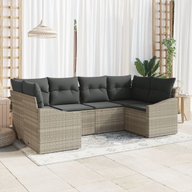 Juego de Sofás de Jardín de 6 Piezas con Cojines Gris Claro Ratán Sintético de , Sofás de exterior - Ref: Foro24-3346862, Pre...