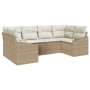 Conjunto de Sofás de Jardín de 6 Piezas con Cojines Beige de Ratán Polivalente de , Sofás de exterior - Ref: Foro24-3346861, ...
