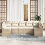Juego de Sofá de Jardín de 7 Piezas con Cojines Beige Ratán Sintético de , Sofás de exterior - Ref: Foro24-3346871, Precio: 4...