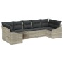 Conjunto de Sofá de Jardín de 7 Piezas con Cojines Gris Claro Ratán Sintético de , Sofás de exterior - Ref: Foro24-3346872, P...