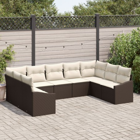 Conjunto de Sofá de Jardín de 9 Piezas con Cojines Marrón Poliratán de , Sofás de exterior - Ref: Foro24-3346878, Precio: 586...