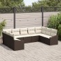 Conjunto de Sofá de Jardín de 9 Piezas con Cojines Marrón Poliratán de , Sofás de exterior - Ref: Foro24-3346878, Precio: 586...