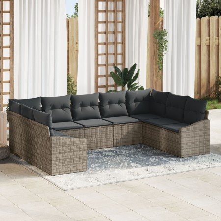 Juego de Sofá de Jardín de 9 Piezas con Cojines Gris Ratán de , Sofás de exterior - Ref: Foro24-3346879, Precio: 548,21 €, De...