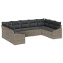 Juego de Sofá de Jardín de 9 Piezas con Cojines Gris Ratán de , Sofás de exterior - Ref: Foro24-3346879, Precio: 548,21 €, De...