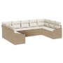 Conjunto de Sofás de Jardín de 9 Piezas con Cojines Beige Poliratán de , Sofás de exterior - Ref: Foro24-3346881, Precio: 601...