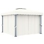 Cenador con cortina y tira de luces LED aluminio crema 3x3 m de vidaXL, Carpas y cenadores - Ref: Foro24-3070345, Precio: 487...