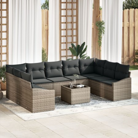 Juego de Sofá de Jardín de 9 Piezas con Cojines Ratán de Poliéster Negro de , Sofás de exterior - Ref: Foro24-3346889, Precio...