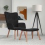Sillón de relax con taburete terciopelo negro en Sillones | Comprar online en Foru.es