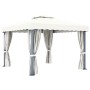 Cenador con cortina y tira de luces LED aluminio crema 3x3 m de vidaXL, Carpas y cenadores - Ref: Foro24-3070345, Precio: 487...