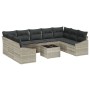 Conjunto de Sofás de Jardín de 10 Piezas con Cojines Gris Ratán Polietileno de , Sofás de exterior - Ref: Foro24-3346892, Pre...