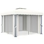 Cenador con cortina y tira de luces LED aluminio crema 3x3 m de vidaXL, Carpas y cenadores - Ref: Foro24-3070345, Precio: 487...