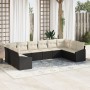 Conjunto de sofá de jardín de 10 piezas con cojines de ratán sintético negro de , Sofás de exterior - Ref: Foro24-3346897, Pr...