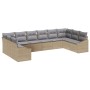 Conjunto de Sofá de Jardín de 10 Piezas con Cojines Beige Ratán Poliéster de , Sofás de exterior - Ref: Foro24-3346900, Preci...