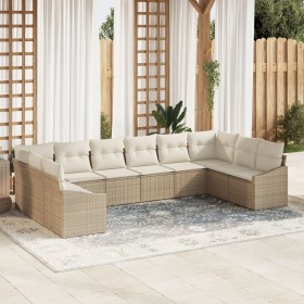 Juego de Sofá de Jardín de 10 Piezas con Cojines Beige Ratán PE de , Sofás de exterior - Ref: Foro24-3346901, Precio: 649,17 ...