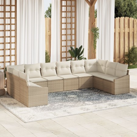 Juego de Sofá de Jardín de 10 Piezas con Cojines Beige Ratán PE de , Sofás de exterior - Ref: Foro24-3346901, Precio: 649,17 ...