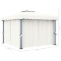 Cenador con cortina y tira de luces LED aluminio crema 3x3 m de vidaXL, Carpas y cenadores - Ref: Foro24-3070345, Precio: 487...