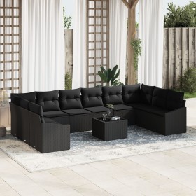 Juego de Sofá de Jardín de 11 Piezas con Cojines de Ratán de Polietileno Beige de , Sofás de exterior - Ref: Foro24-3346913, ...