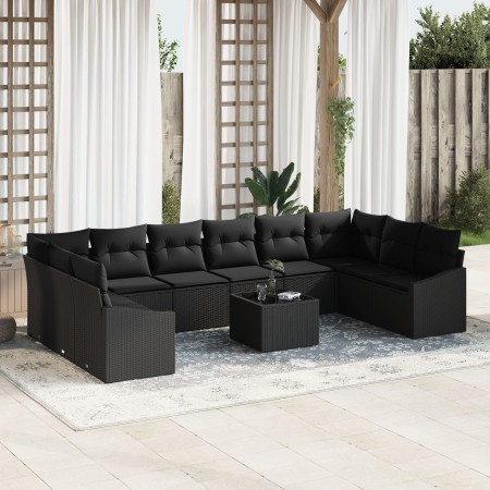 Juego de Sofá de Jardín de 11 Piezas con Cojines de Ratán de Polietileno Beige de , Sofás de exterior - Ref: Foro24-3346913, ...