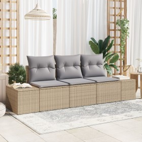 Juego de Sofá de Jardín de 3 Piezas con Cojines Beige de Poliratán de , Sofás de exterior - Ref: Foro24-3346920, Precio: 243,...