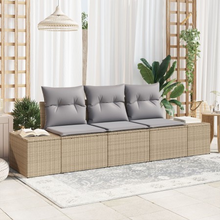 Juego de Sofá de Jardín de 3 Piezas con Cojines Beige de Poliratán de , Sofás de exterior - Ref: Foro24-3346920, Precio: 243,...
