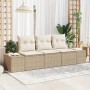 Juego de Sofá de Jardín de 3 Piezas con Cojines Beige Ratán Poliéster de , Sofás de exterior - Ref: Foro24-3346921, Precio: 2...