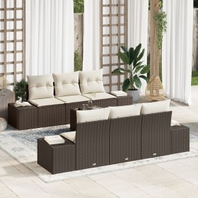Juego de Sofá de Jardín de 7 Piezas con Cojines Marrón Poliratán de , Sofás de exterior - Ref: Foro24-3346948, Precio: 538,23...