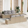 Set de sofá de jardín de 7 piezas con cojines Beige Ratán de poliéster de , Sofás de exterior - Ref: Foro24-3346950, Precio: ...