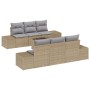 Set de sofá de jardín de 7 piezas con cojines Beige Ratán de poliéster de , Sofás de exterior - Ref: Foro24-3346950, Precio: ...