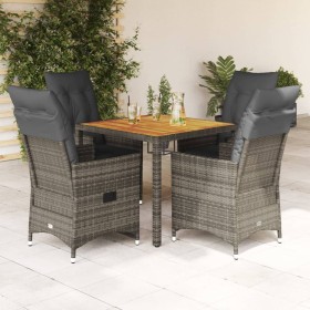 Set comedor de jardín 5 piezas con cojines ratán sintético gris en Conjuntos de jardín | Comprar online en Foru.es
