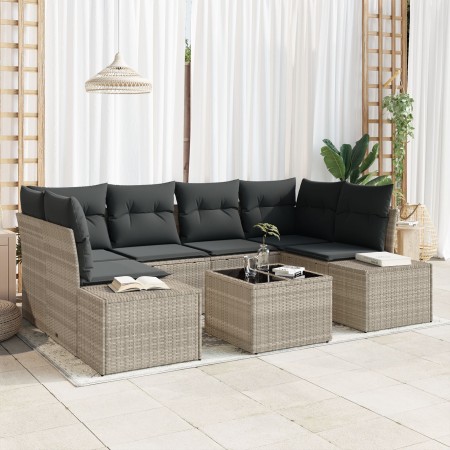 Sofá de Jardín de 7 Piezas con Cojines Gris Claro Ratán Sintético de , Sofás de exterior - Ref: Foro24-3346962, Precio: 512,8...