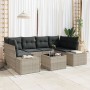 Sofá de Jardín de 7 Piezas con Cojines Gris Claro Ratán Sintético de , Sofás de exterior - Ref: Foro24-3346962, Precio: 512,8...