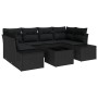 Conjunto de Sofás de Jardín de 7 Piezas con Cojines Negros de Ratán Poliéster de , Sofás de exterior - Ref: Foro24-3346963, P...