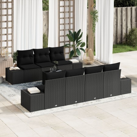 Juego de sofá de jardín de 8 piezas con cojines Negro Poliratán de , Sofás de exterior - Ref: Foro24-3346973, Precio: 567,97 ...
