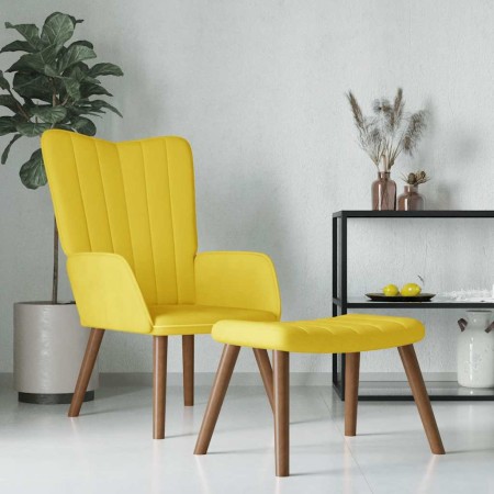 Sillón de relax con taburete terciopelo amarillo mostaza en Sillones | Comprar online en Foru.es
